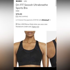 Nike black sports bra swoosh ultrabreathable